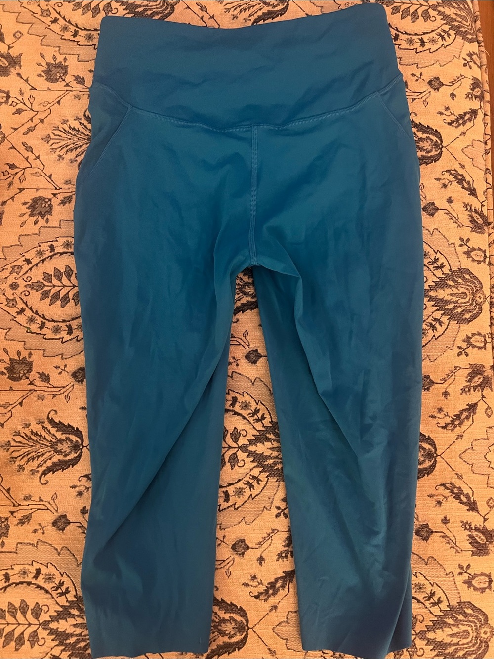 lululemon Fast and Free High-Rise Crop leggings teal shade size 8 - Picture 2 of 6